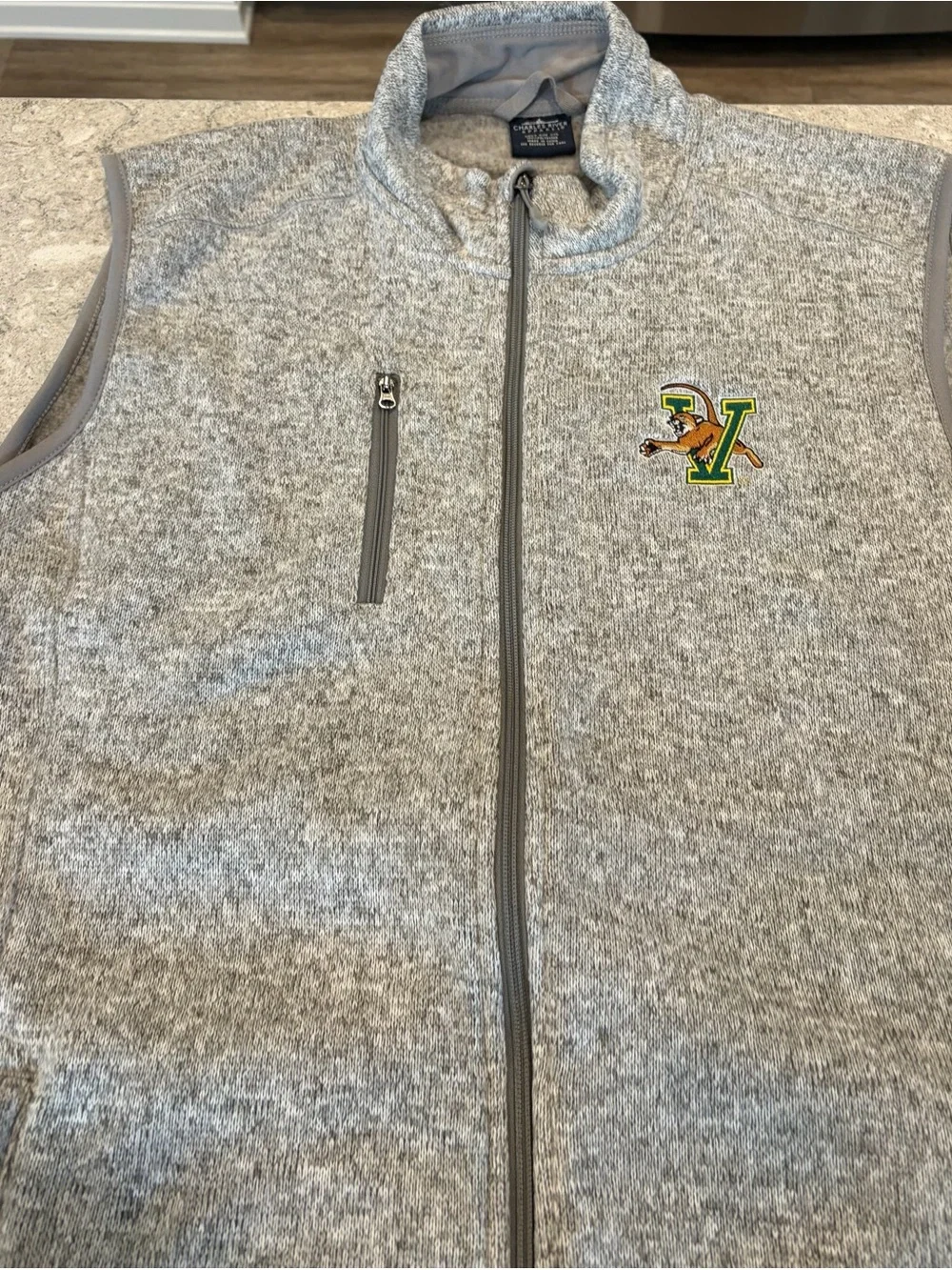 Vermont Catamounts UVM Charles River Apparel Light Gray Full-Zip Men's Vest-XXL